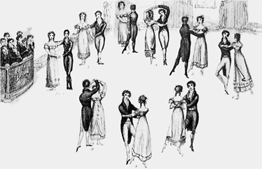 Valse française et valse allemande Frontispice de Correct Method of German & French Waltzing par Thomas Wilson